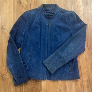 Bernardo suede navy jacket women size medium